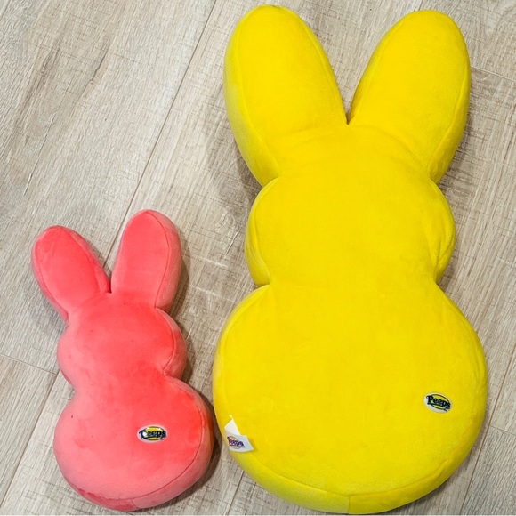 Peeps Just born RUZ Yellow 17” And 10” Pink Bunny Plush Rabbit Stuffed Animal - Picture 3 of 5